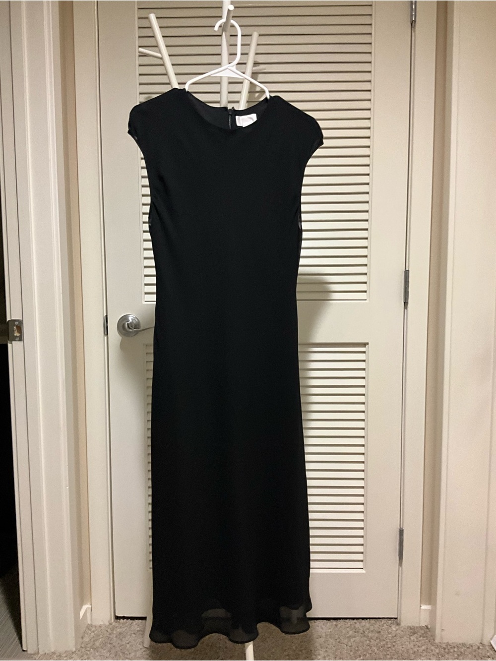 Nordstrom Chiffon Black Maxi Dress with Cap Sleeves